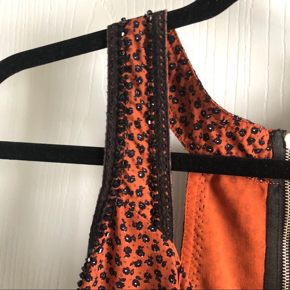 ❤️3 for $10!❤️ Flowy Dark Orange Floral Bead Top - Picture 5 of 8